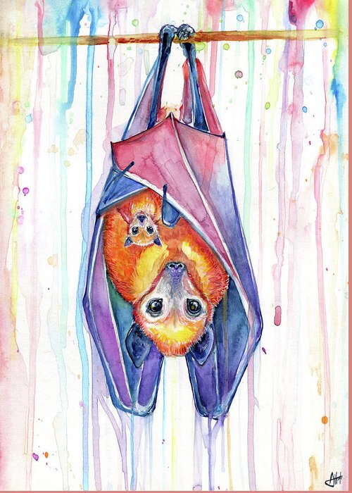 Buncha Bats Greeting Card featuring the painting Buncha Bats by Marc Allante