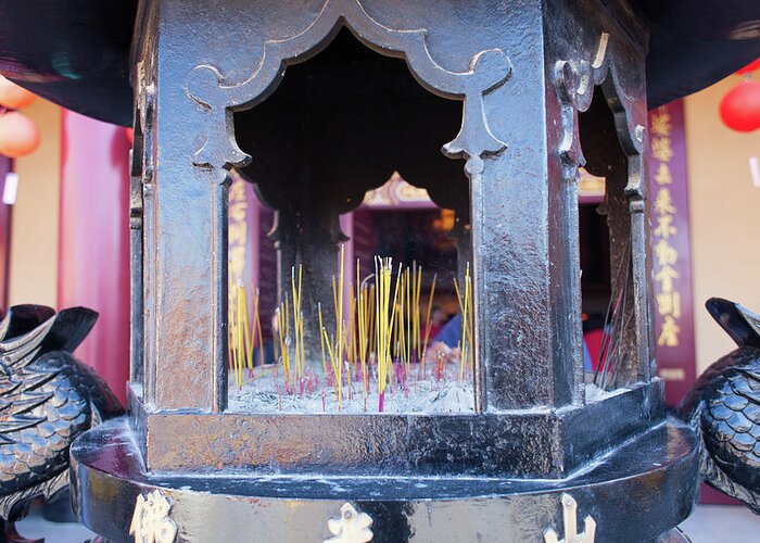 California Greeting Card featuring the photograph Burning Incense Sticks, Hsi Laie Temple by Tuan Tran
