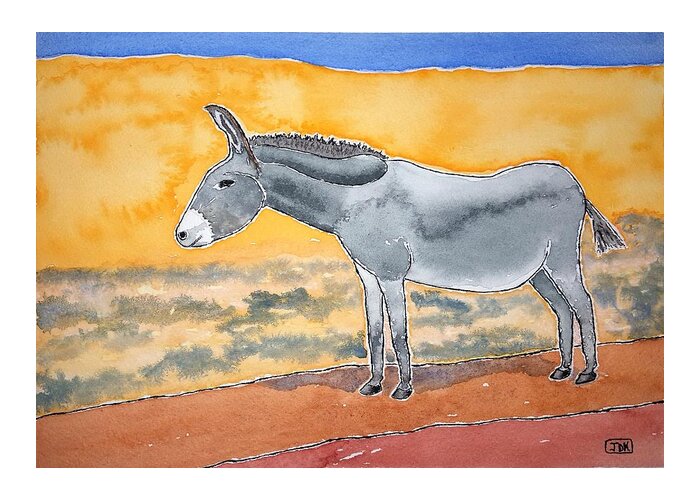 Watercolor Greeting Card featuring the painting Burro Lore by John Klobucher