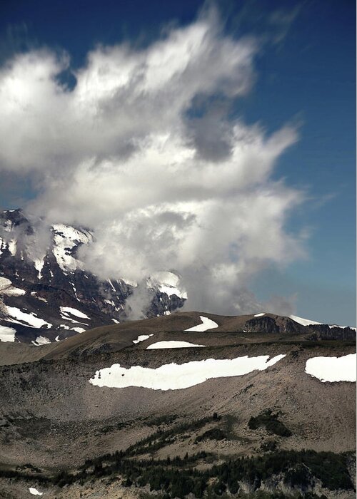 Burroughs Mountain Greeting Card featuring the photograph Burroughs Mountain and Clouds by Scenic Edge Photography