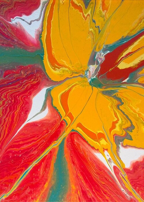 Abstract Greeting Card featuring the painting Burst of Spring by Lon Chaffin