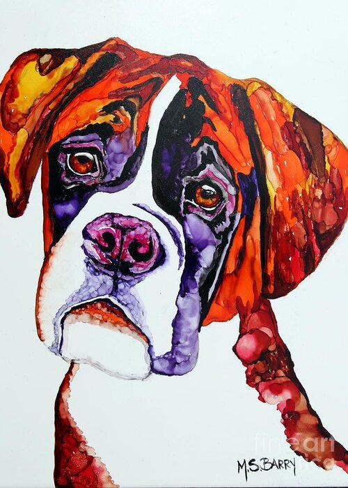 Boxer Greeting Card featuring the painting Buster by Maria Barry