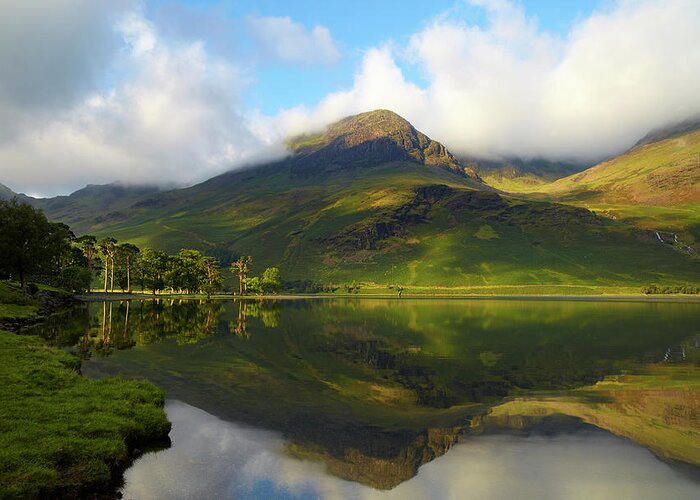 Water's Edge Greeting Card featuring the photograph Buttermere In The English Lake District by Simonbradfield