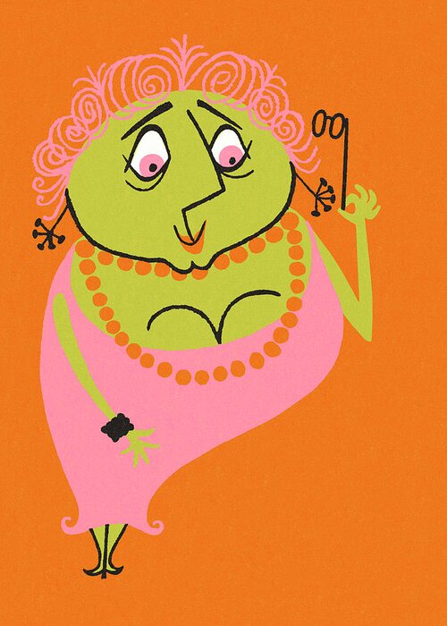 Accessories Greeting Card featuring the drawing Buxom Old Lady by CSA Images