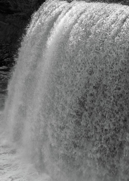 Waterfall Greeting Card featuring the photograph BW Raging Waterfall III by Mary Anne Delgado