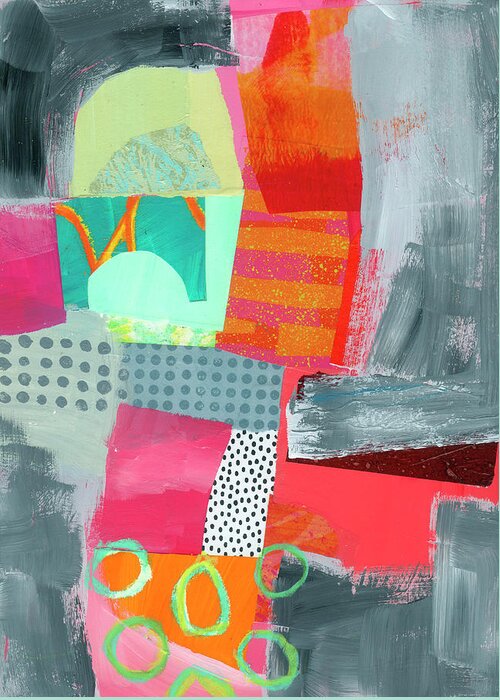 Abstract Art Greeting Card featuring the painting Bypass in Pink by Jane Davies