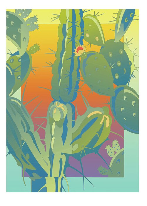Cactus Greeting Card featuring the digital art Cactus by David Chestnutt