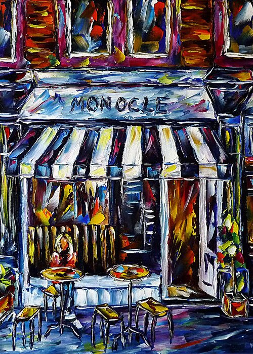 I Love London Greeting Card featuring the painting Cafe Monocle by Mirek Kuzniar