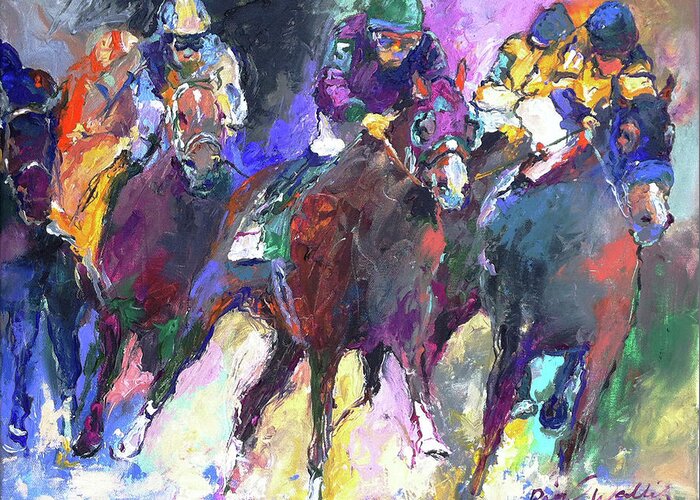 Horses Greeting Card featuring the painting California Chrome by Richard Wallich