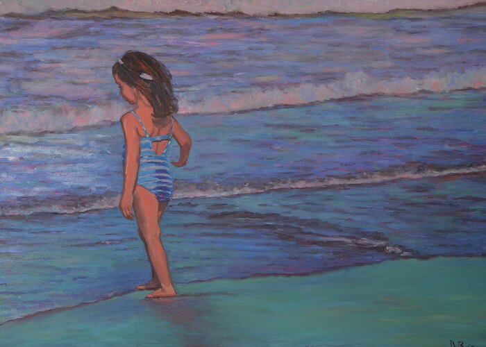 La Jolla Greeting Card featuring the painting California Girl by Beth Riso