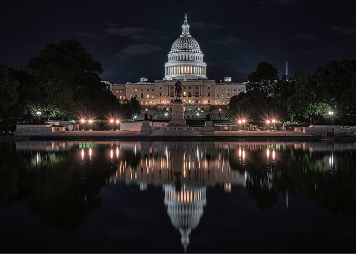 Washington Dc Greeting Card featuring the photograph Capitol Night by Robert Fawcett