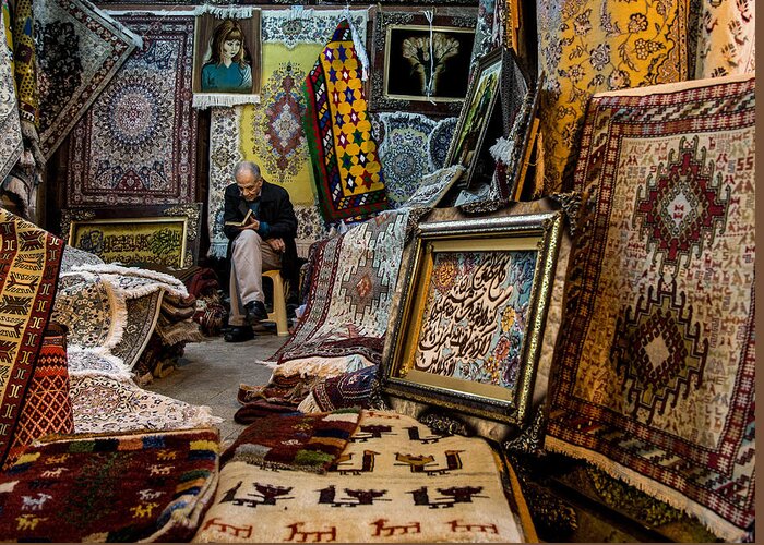 Documentary Greeting Card featuring the photograph Carpet Shop In Kerman, Iran by Dragan Tapshanov