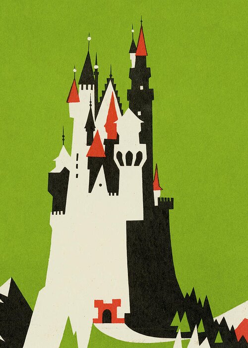Campy Greeting Card featuring the drawing Castle on Mountian by CSA Images