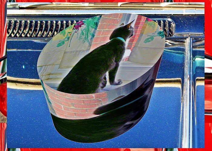 Cats Greeting Card featuring the digital art Cat as a cylinder by Karl Rose