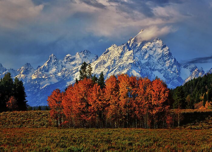 Grand Teton National Park Greeting Card featuring the photograph Cathedral Storm by Greg Norrell