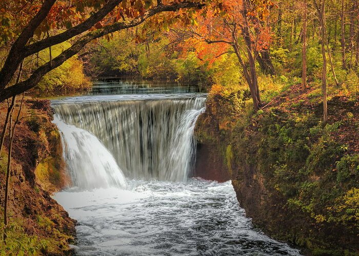 Waterfall Greeting Card featuring the photograph Cedarville Falls by Jack Wilson