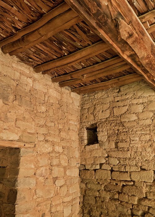 Pueblo Cultures Greeting Card featuring the photograph Ceiling timbers, Aztec Ruin, NM by Segura Shaw Photography