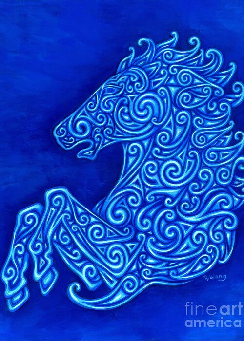 Horse Greeting Card featuring the painting Celtic Horse by Rebecca Wang