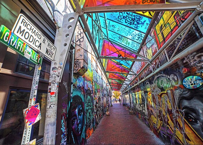 Cambridge Greeting Card featuring the photograph Central Square Cambridge MA Graffiti Alley Cambridge Massachusetts by Toby McGuire