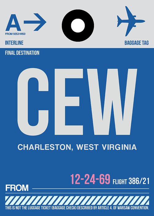Vacation Greeting Card featuring the digital art CEW Charleston Luggage Tag I by Naxart Studio