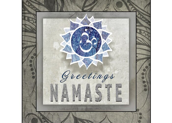 Chakras Yoga Tile Namaste V3 Greeting Card featuring the mixed media Chakras Yoga Tile Namaste V3 by Lightboxjournal