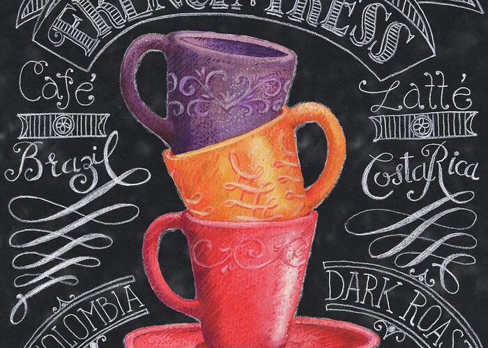 Barista Greeting Card featuring the painting Chalkboard Coffee II by Paul Brent