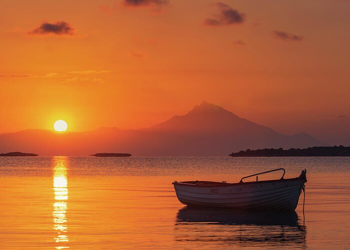 Aegean Sea Greeting Card featuring the photograph Chalkidiki Sunrise by Evgeni Dinev