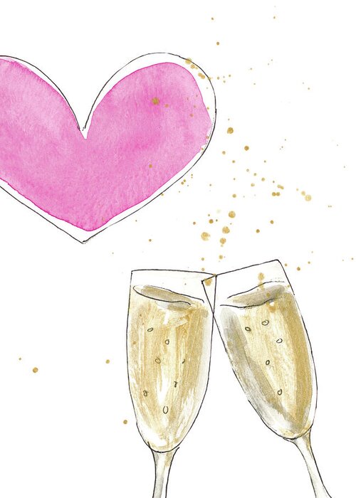 Champagne Greeting Card featuring the mixed media Champagne Heart by Lanie Loreth