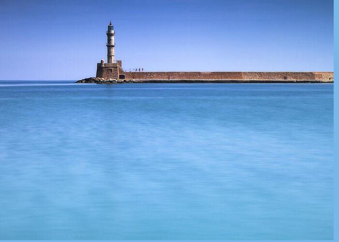 Greece Greeting Card featuring the photograph Chania Lighthouse - Crete by Stuart Leche