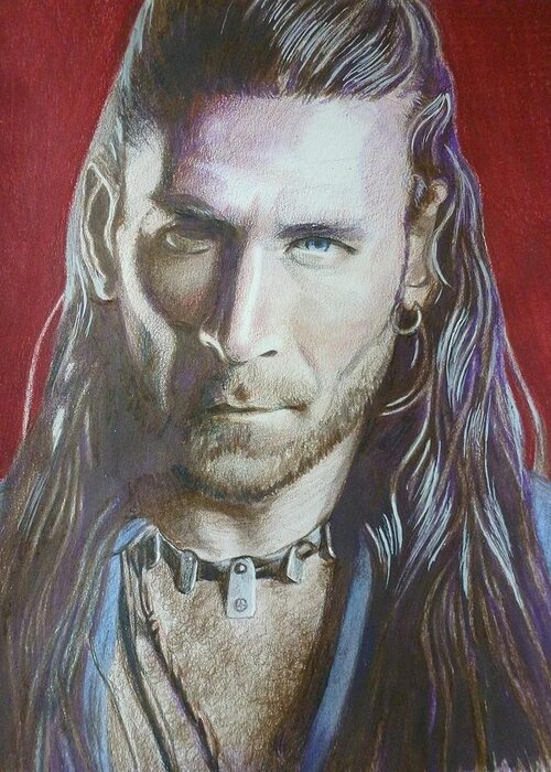 Blue Greeting Card featuring the mixed media Charles Vane by Constance DRESCHER