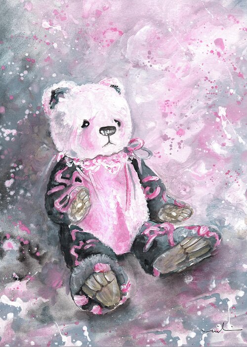 Teddy Greeting Card featuring the painting Charlie Bear Sylvia by Miki De Goodaboom