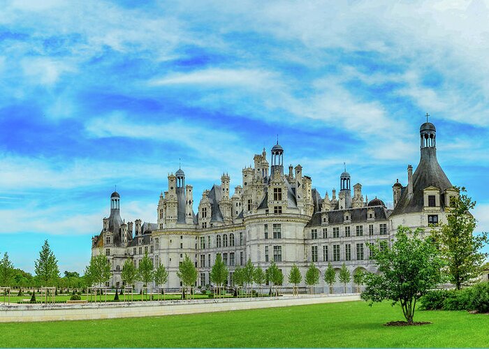 Loire Valley Greeting Card featuring the photograph Chateau Chambord Panorama by Marcy Wielfaert