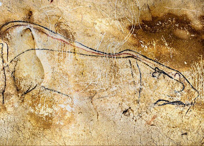 Chauvet Cave Lions Greeting Card featuring the digital art Chauvet Cave lions courting by Weston Westmoreland