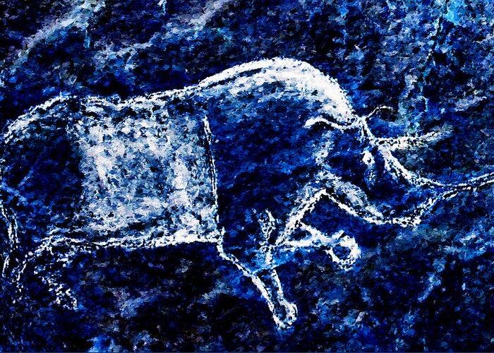 Chauvet Greeting Card featuring the digital art Chauvet Rhinoceros - Negative by Weston Westmoreland