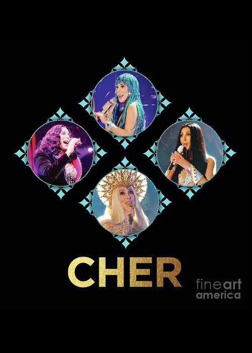 Cher Greeting Card featuring the digital art Cher - Blue Diamonds by Cher Style
