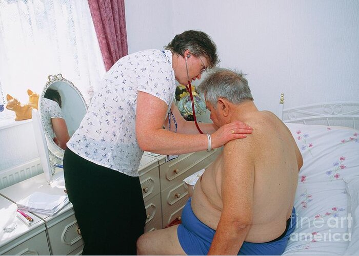 Medicine Greeting Card featuring the photograph Chest Examination During A Home Visit by John Cole/science Photo Library