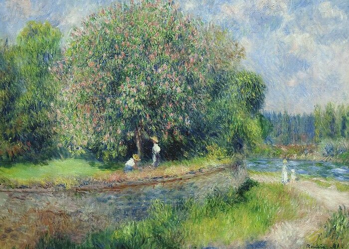 Fine Art Greeting Card featuring the painting Chestnut Tree Blooming by Pierre Auguste Renoir