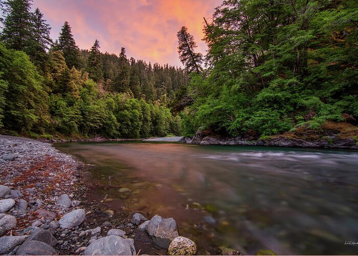 Beautiful Greeting Card featuring the photograph Chetco River Sunset by Leland D Howard