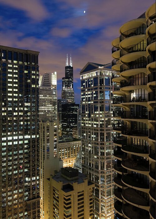 Downtown District Greeting Card featuring the photograph Chicago Loop At Dusk by Chrisp0