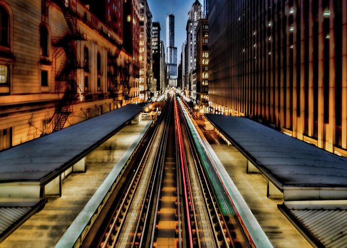 Chicago Greeting Card featuring the photograph Chicago Loop El scene by Sven Brogren