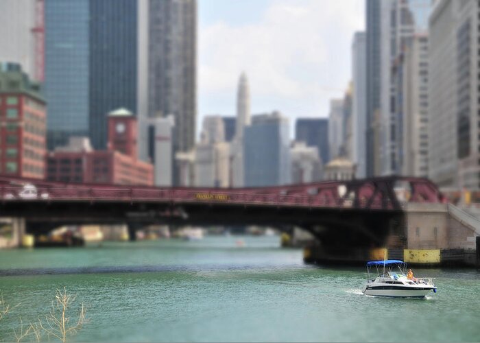 Motorboat Greeting Card featuring the photograph Chicago River Boat Ride by ~ Jrae ~