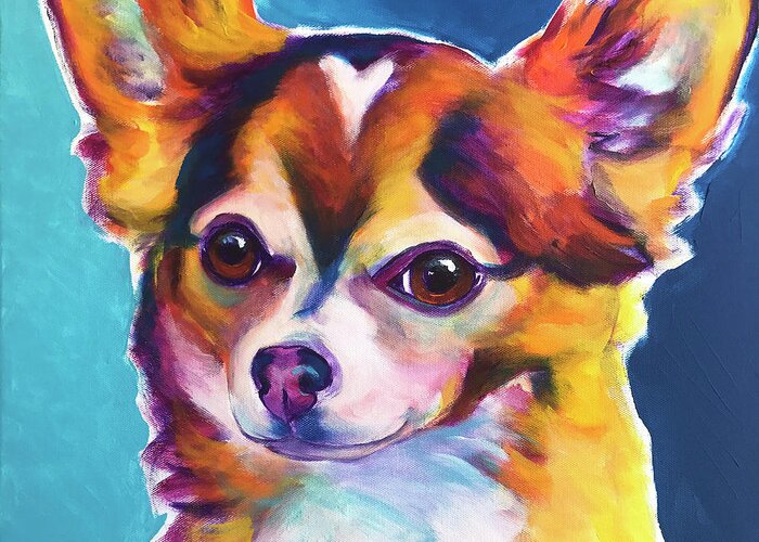 Chihuahua - Honey Greeting Card featuring the painting Chihuahua - Honey by Dawgart