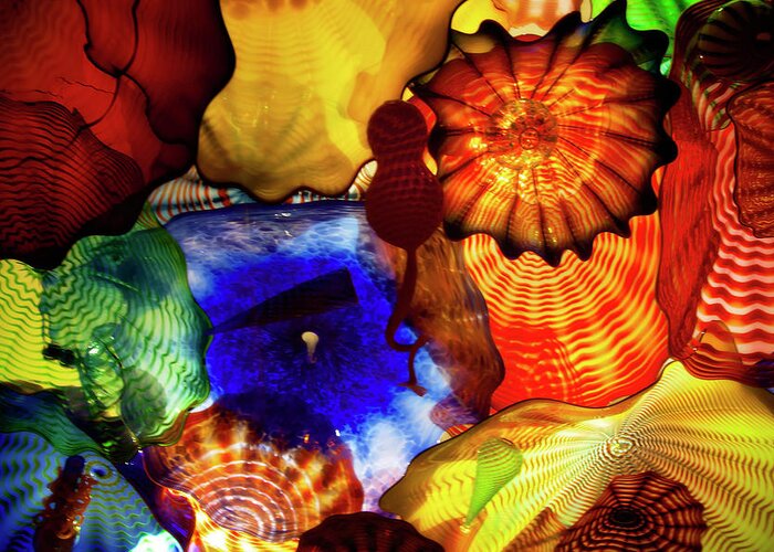 Glass Greeting Card featuring the photograph Chihuly Persian Ceiling Oklahoma City Museum of Art by Toni Hopper