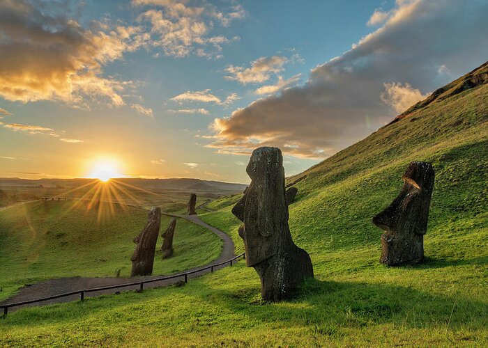 Estock Greeting Card featuring the digital art Chile, Easter Island by Sean Caffrey