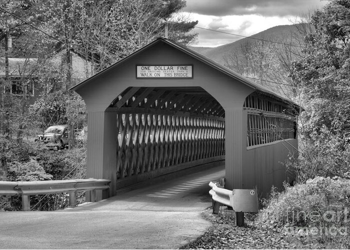 Chiselville Covered Bridge Greeting Card featuring the photograph Chiselville Covered Bridge Black And White by Adam Jewell