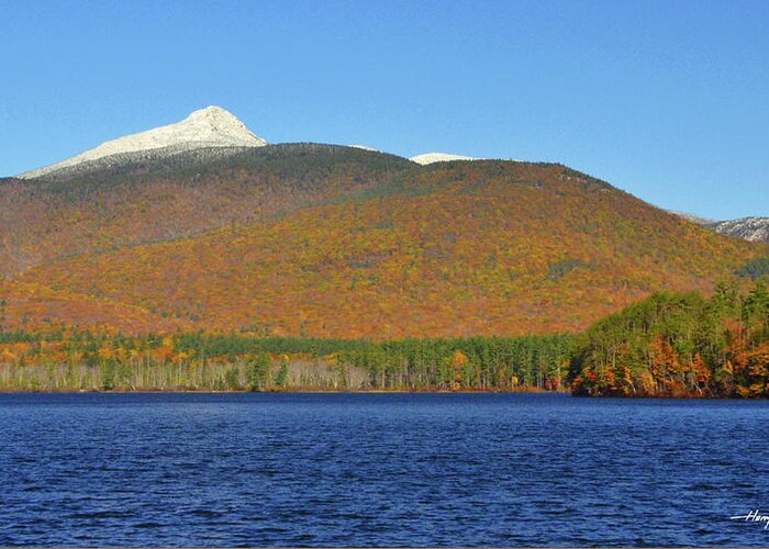 Landscape Greeting Card featuring the pyrography Chocorua October by Harry Moulton