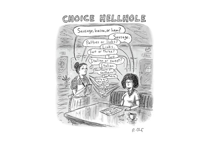 Captionless Greeting Card featuring the drawing Choice Hellhole by Roz Chast