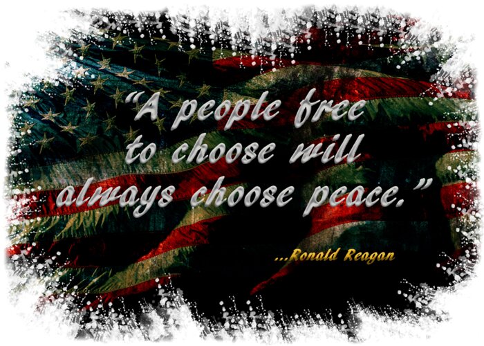 Ronald Reagan Greeting Card featuring the mixed media Choose Peace by Ed Taylor