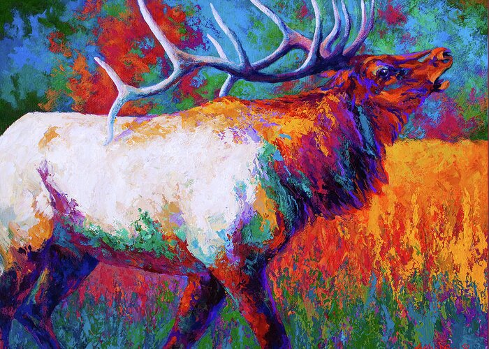 Chorus Elk Greeting Card featuring the painting Chorus Elk by Marion Rose