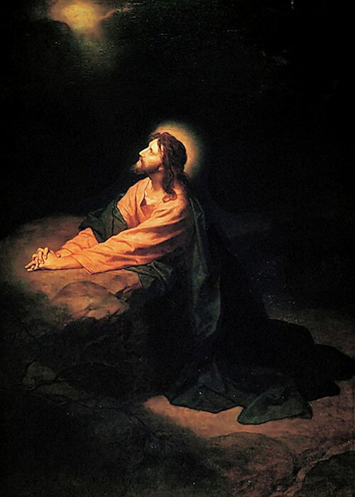 Heinrich Hofmann Greeting Card featuring the painting Christ in Gethsemane by Heinrich Hofmann